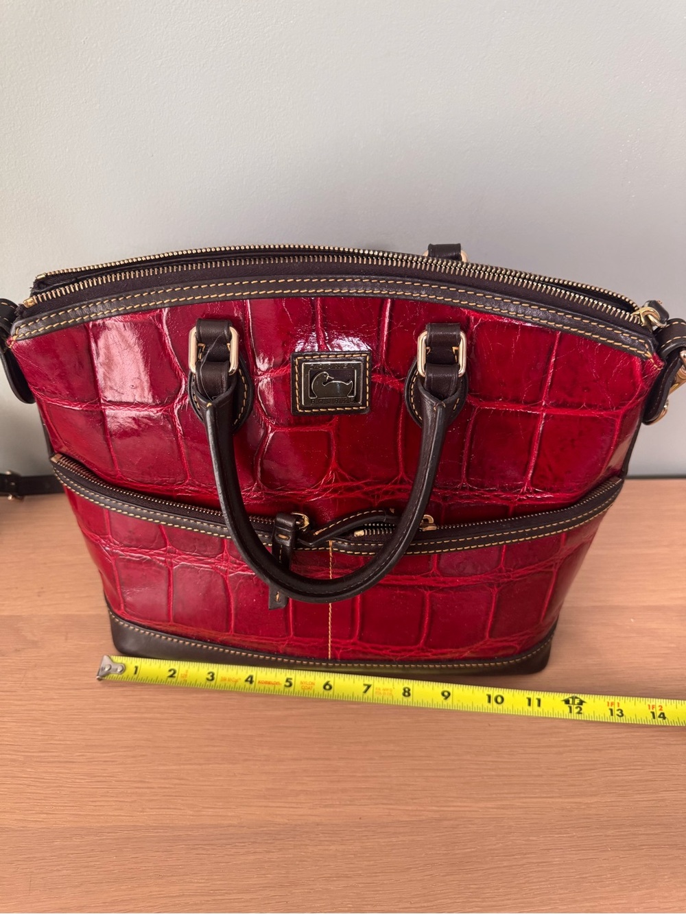 Vintage Dooney & Bourke Dillen Double Pocket Croc-Embossed Satchel Bag - Picture 11 of 11